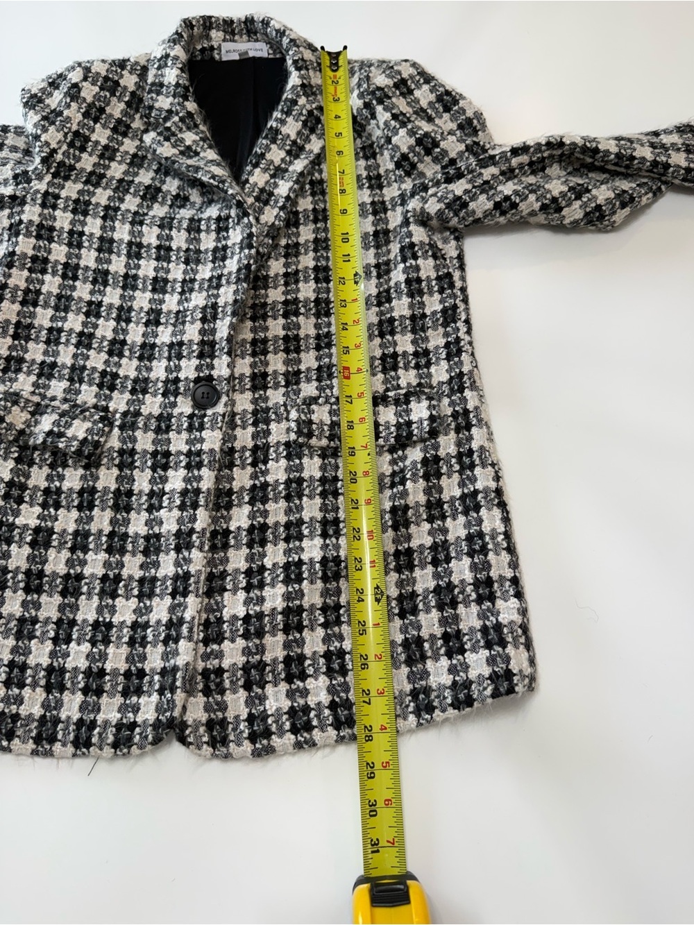 Black & White Houndstooth Blazer - Tailored Women's Suit Jacket Size Large - Picture 4 of 9